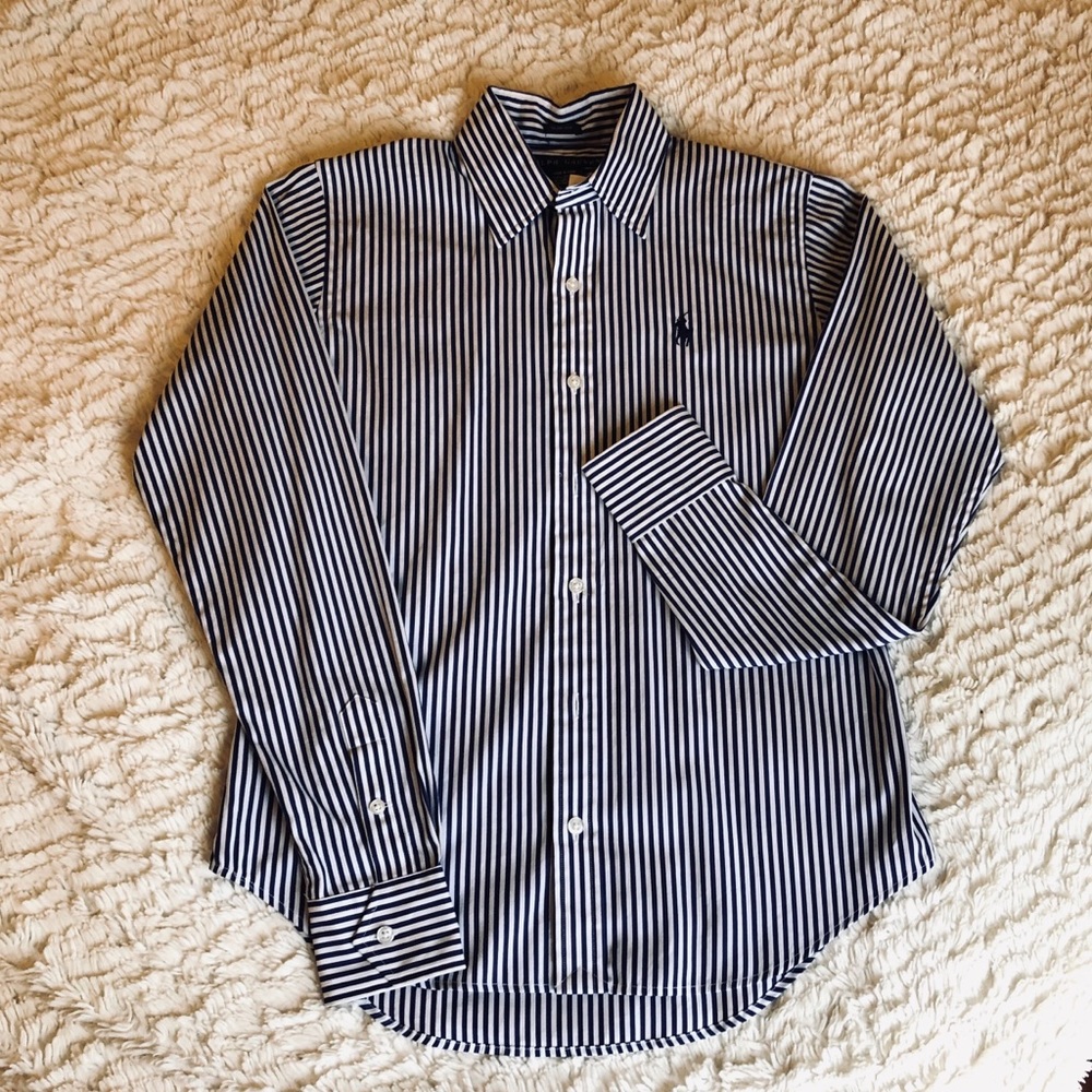 Ralph Lauren Navy/White Striped Button Down